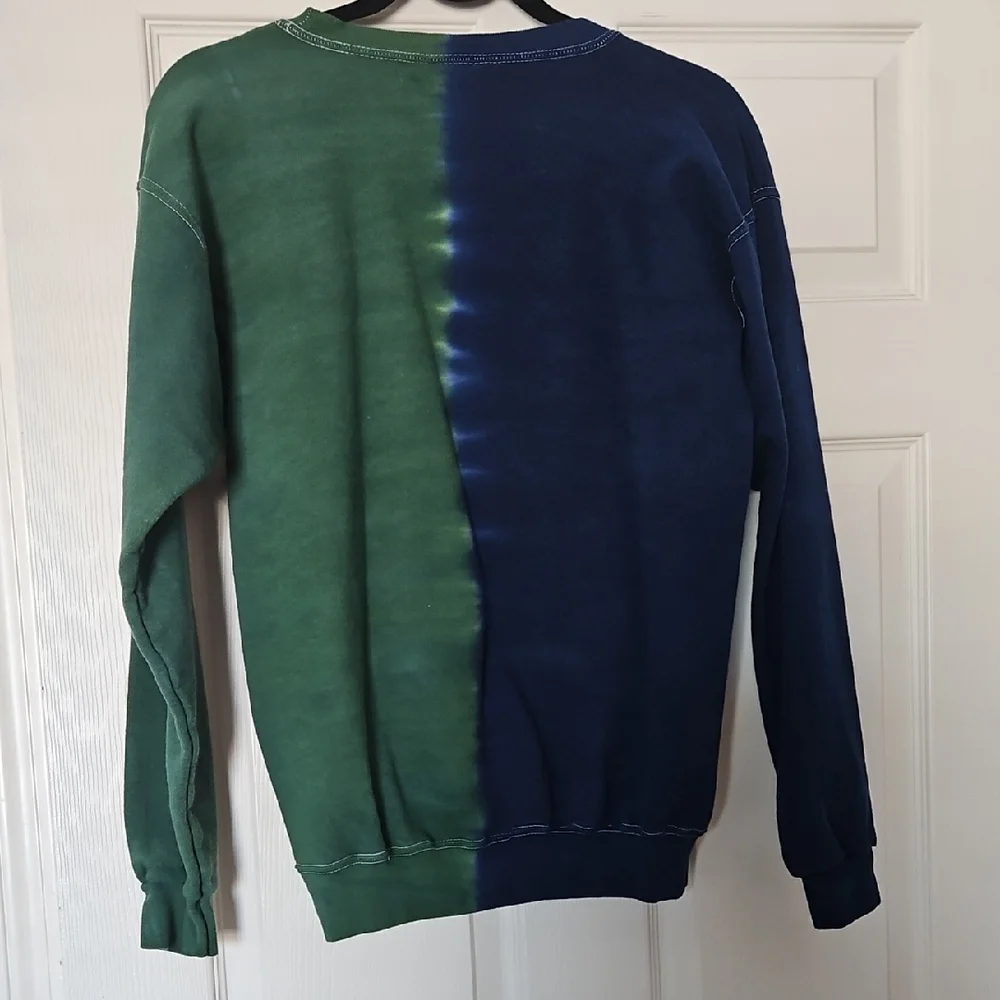 Hanes House Divided Men's Crewneck Sweater - Blue and Green - Picture 2 of 9